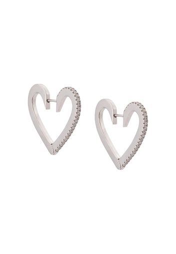 Cadar 18kt white gold Endless medium diamond heart hoop earrings - Silver