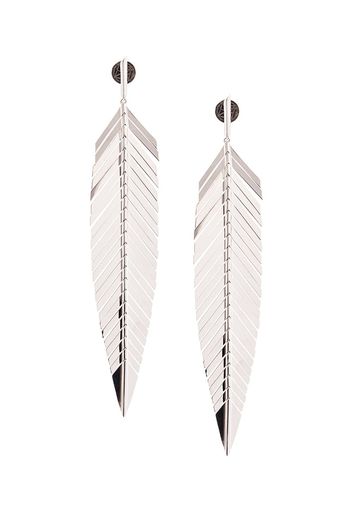 Cadar 18kt white gold large feather drop earrings - Silver