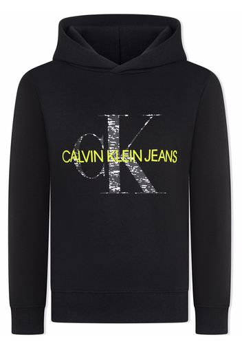 Calvin Klein Kids logo-print pullover hoodie - Black