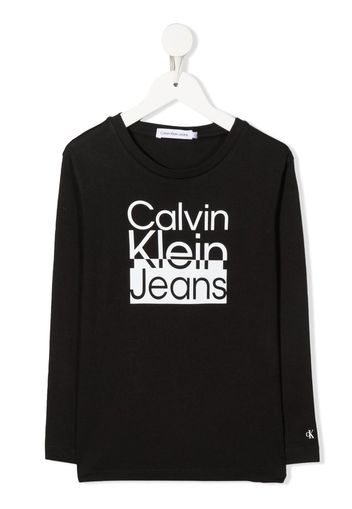 Calvin Klein Kids logo-print long-sleeve top - Black