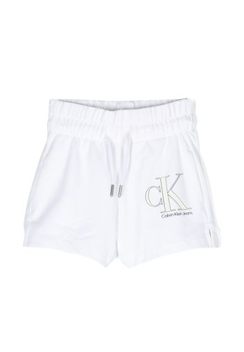 Calvin Klein Kids logo-print drawstring shorts - White