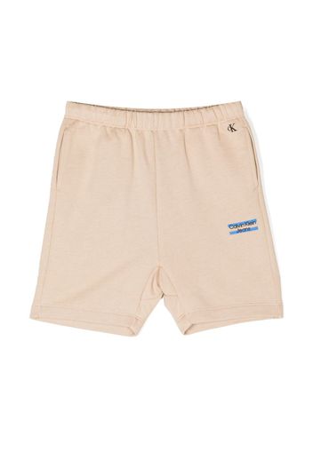 Calvin Klein Kids logo-print cotton shorts - Neutrals