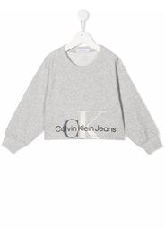 Calvin Klein Kids logo-print cropped sweatshirt - Grey