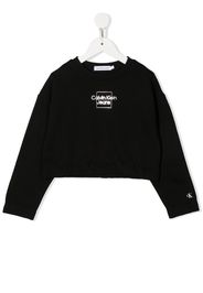 Calvin Klein Kids cropped logo-print sweatshirt - Black