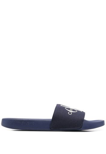 Calvin Klein monogram-print slides - Blue