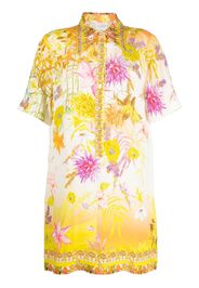 Camilla all-over floral print shirt dress - White