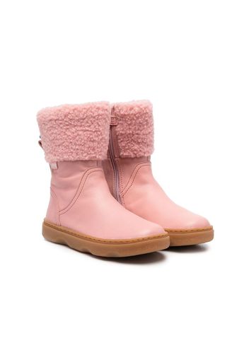 Camper Kids faux-shearling trimmed leather boots - Pink