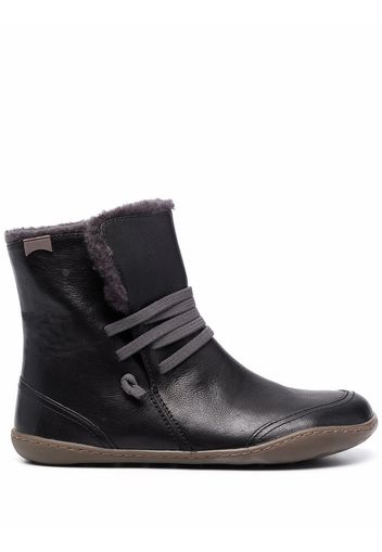 Camper faux-fur lined leather ankle boots - 001 BLACK