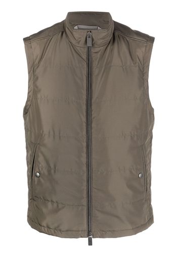 Canali high-neck zip-up gilet - Green