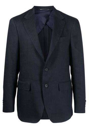 Canali single-breasted wool-linen blazer - Blue