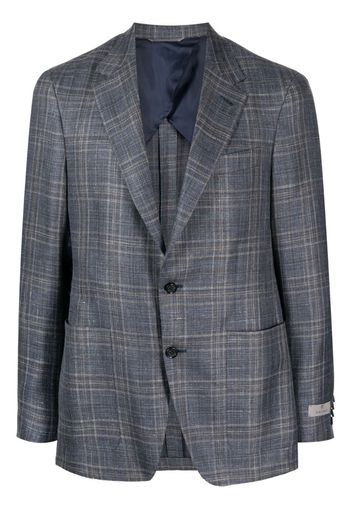 Canali notched-lapel check-print blazer - Blue