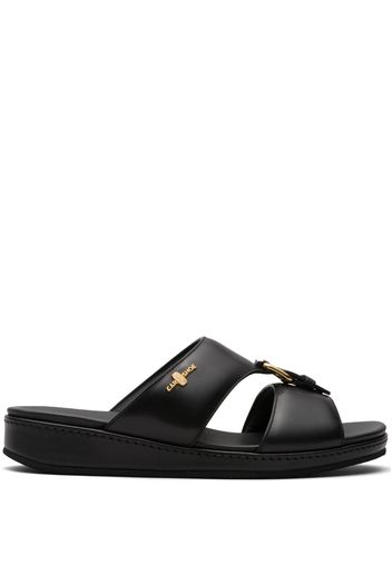 Car Shoe buckle-embellished flat sandals - Black