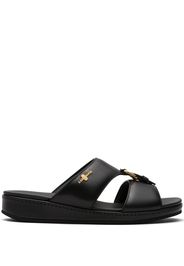 Car Shoe buckle-embellished flat sandals - Black