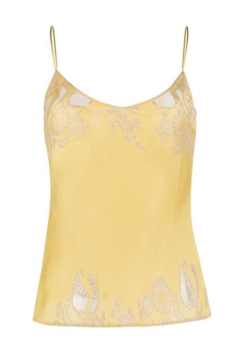 Carine Gilson lace-panelled silk camisole - Yellow