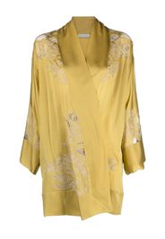 Carine Gilson lace-panelled short silk robe - Green
