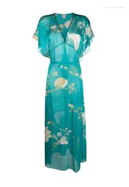 Carine Gilson flounce-sleeve silk kaftan dress - Blue