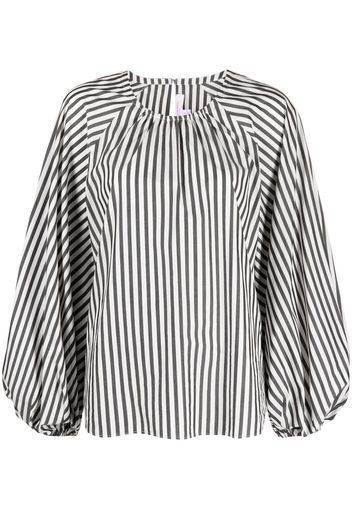 Carolina Herrera puff-sleeve striped cotton blouse - White