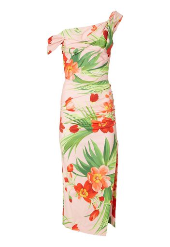 Carolina Herrera floral-print ruched dress - SHELL PINK MULT