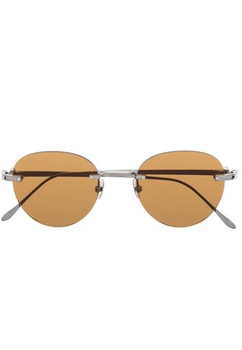 Cartier Eyewear Geometric-Frame Logo-Plaque Sunglasses