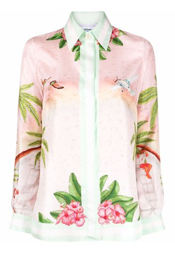 Casablanca, Casablanca tropical-print silk shirt - Pink | Catalove