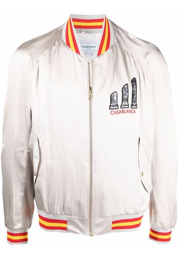 Casablanca embroidered zip-up bomber jacket - Grey