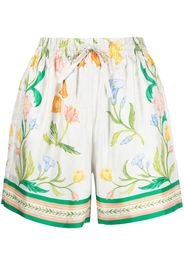Casablanca floral-print silk shorts - White