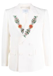 Casablanca embroidered double-breasted blazer - White