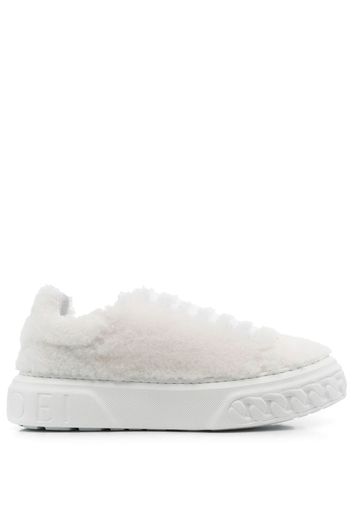 CASADEI faux-shearling low-top sneakers - White