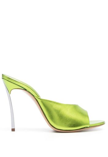 Casadei 105mm metallic leather mules - Green