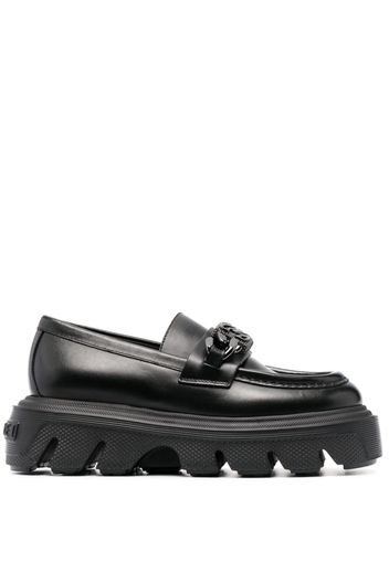 Casadei logo-plaque leather loafers - Black