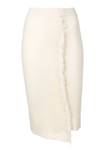 Cashmere In Love high-waisted fringed skirt - White