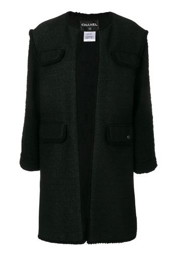 Chanel Pre-Owned frayed open coat - Black