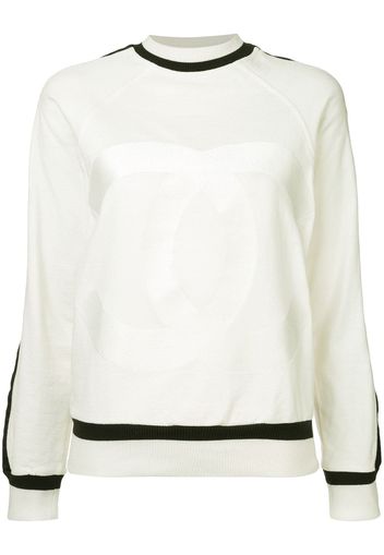 Chanel Pre-Owned contrast trim sweater - White