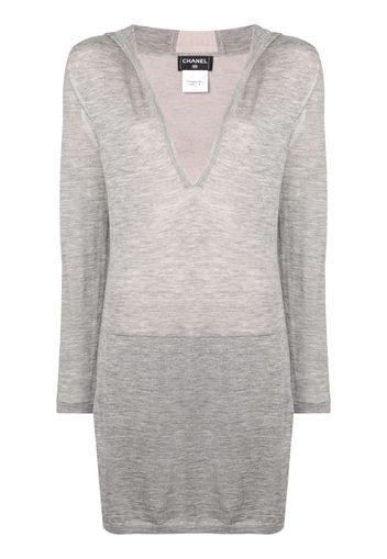 Chanel Pre-Owned hooded long sweater - Grey