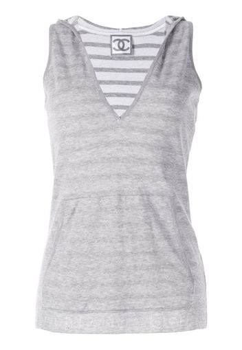 striped sleeveless hoodie