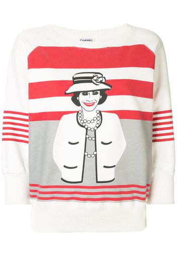 Mademoiselle print striped sweatshirt