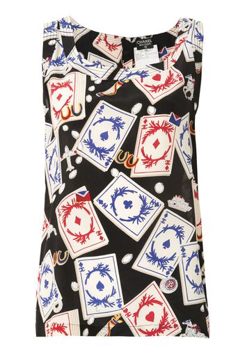 playing card print vest