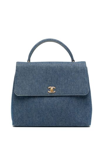 CHANEL Pre-Owned 1998 CC turn-lock denim flap handbag - Blue