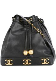 Chanel Pre-Owned logos drawstring shoulder bag - Black