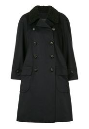 Chanel Pre-Owned collar appliqué double-breasted coat - Blue