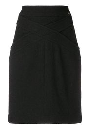 Chanel Pre-Owned crisscross detail fitted skirt - Black