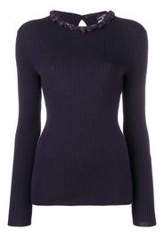 Chanel Pre-Owned embellished ribbed jumper - Purple