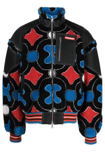 Charles Jeffrey Loverboy Patch fleece bomber jacket - Black