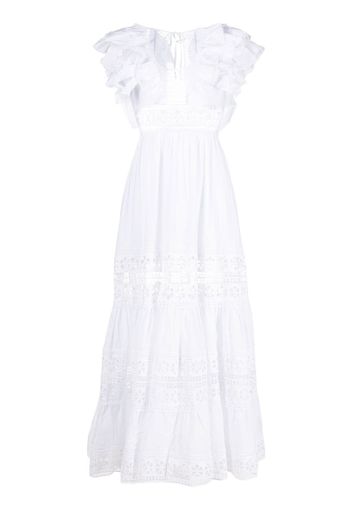 Charo Ruiz Ibiza long lace-detail cotton dress - White