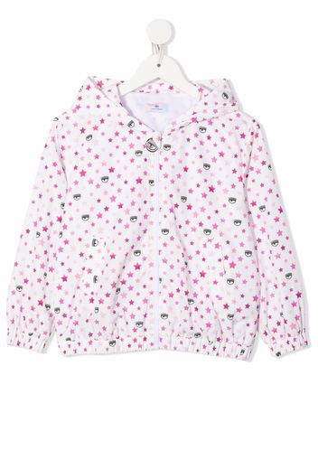 Chiara Ferragni Kids logomania-print hooded track jacket - White