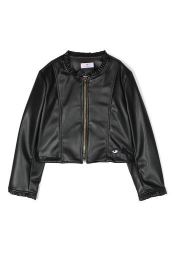 Chiara Ferragni Kids Eyelike-detail faux-leather jacket - Black