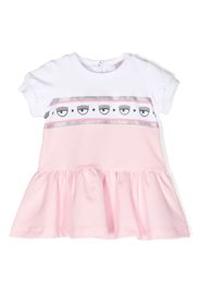 Chiara Ferragni Kids logo-stripe ruffle dress - Pink