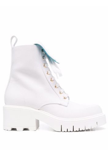 Chiara Ferragni logo-embossed lace-up boots - White