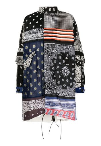 Children Of The Discordance bandana-print funnel neck coat - Black