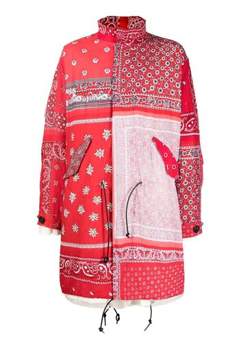 Children Of The Discordance bandana-print funnel neck coat - Red